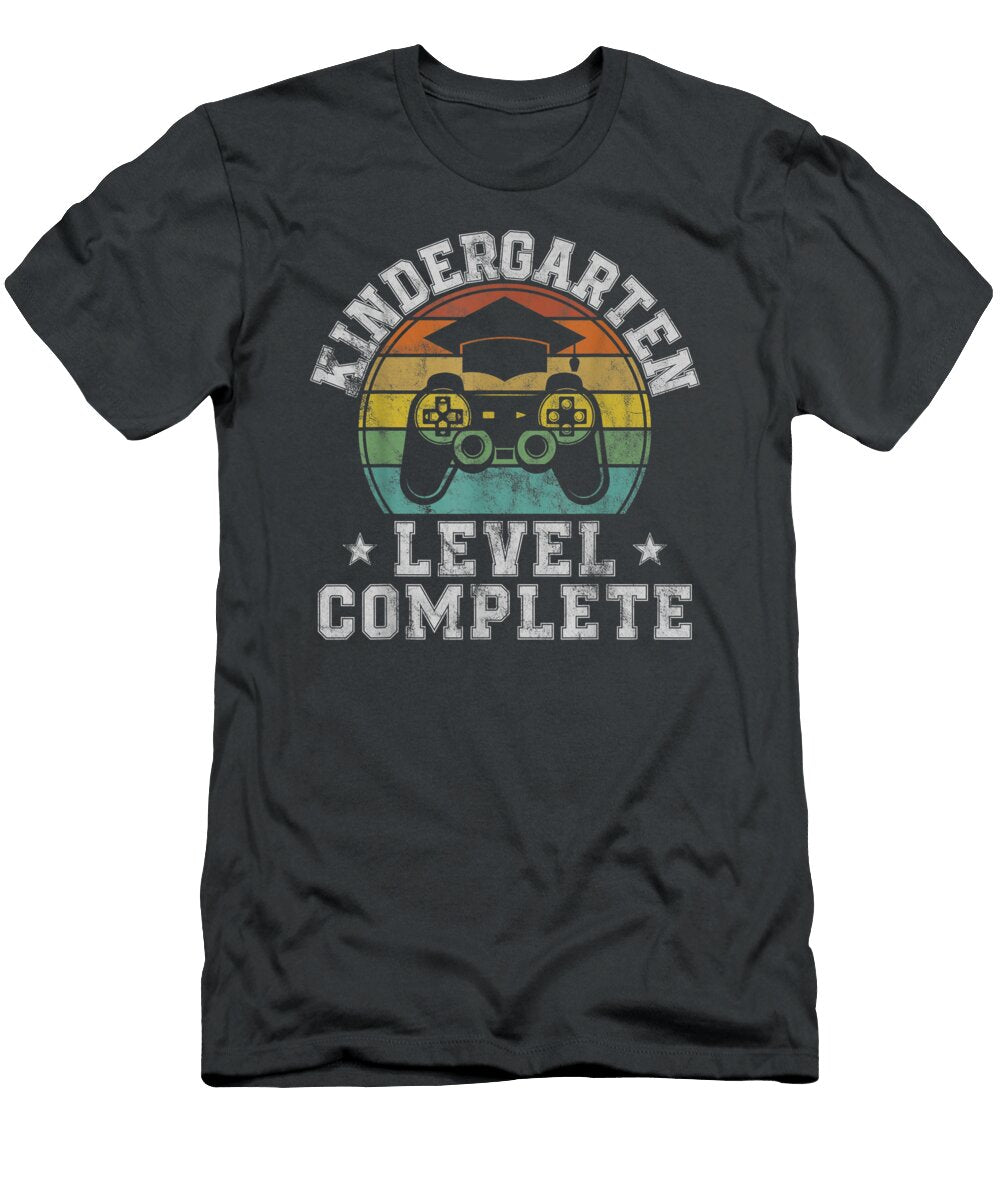 Kindergarten Level Complete Retro Graduation Video Gamer Jaydn Akvile T-Shirt