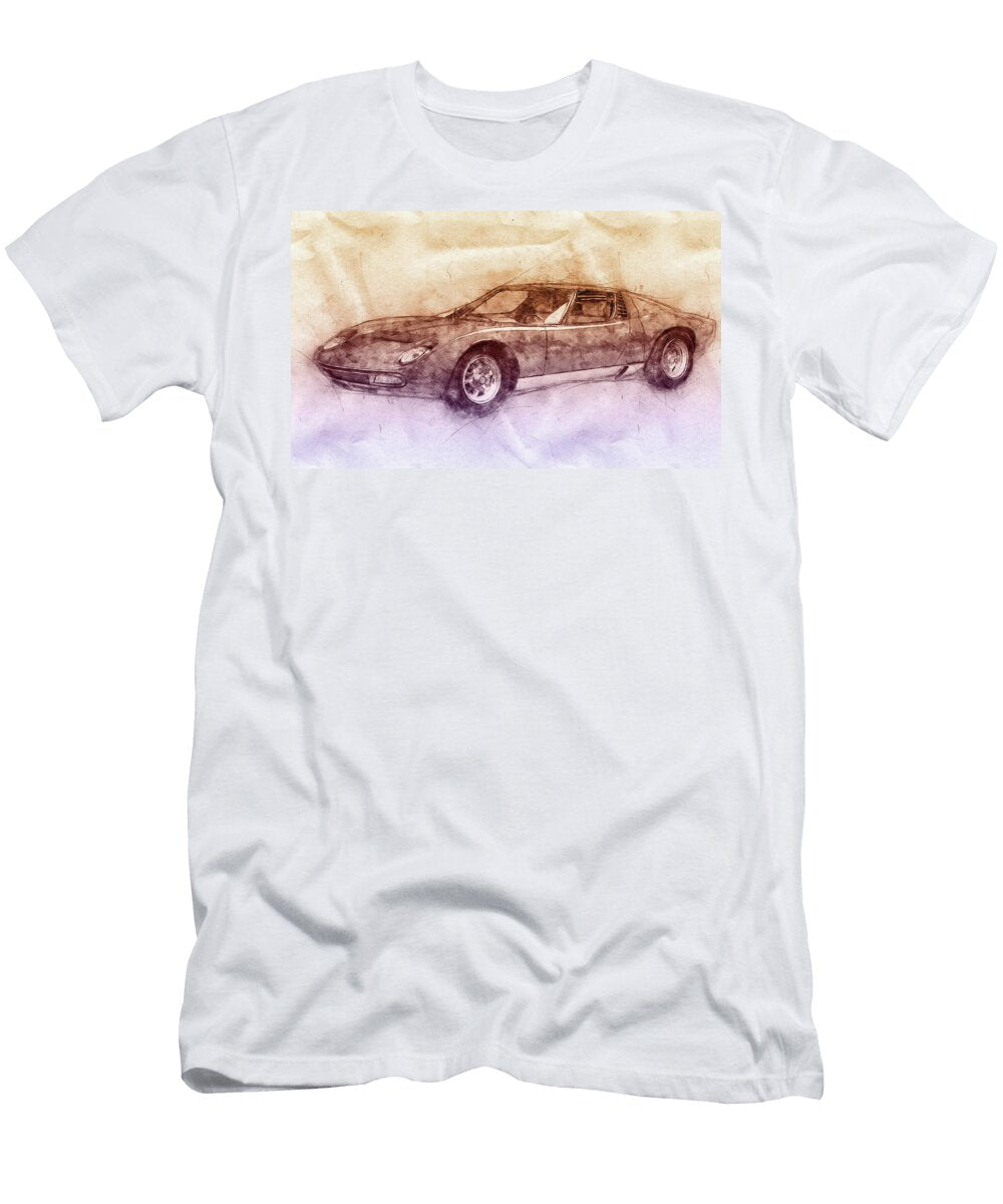Lamborghini Miura 2 Sports Car 1966 Automotive Art Car Posters Studio Grafiikka T-Shirt