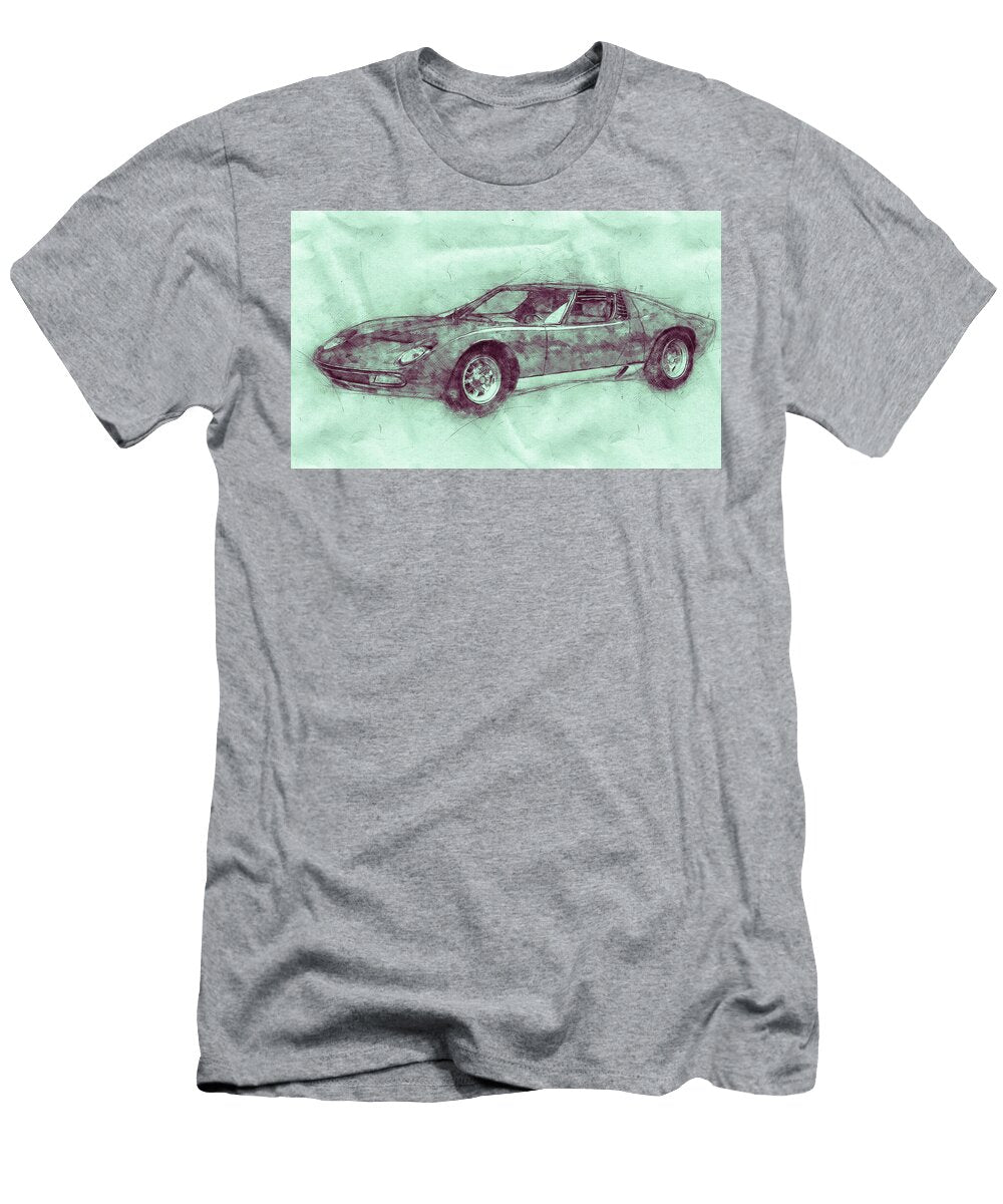 Lamborghini Miura 3 Sports Car 1966 Automotive Art Car Posters Studio Grafiikka T-Shirt