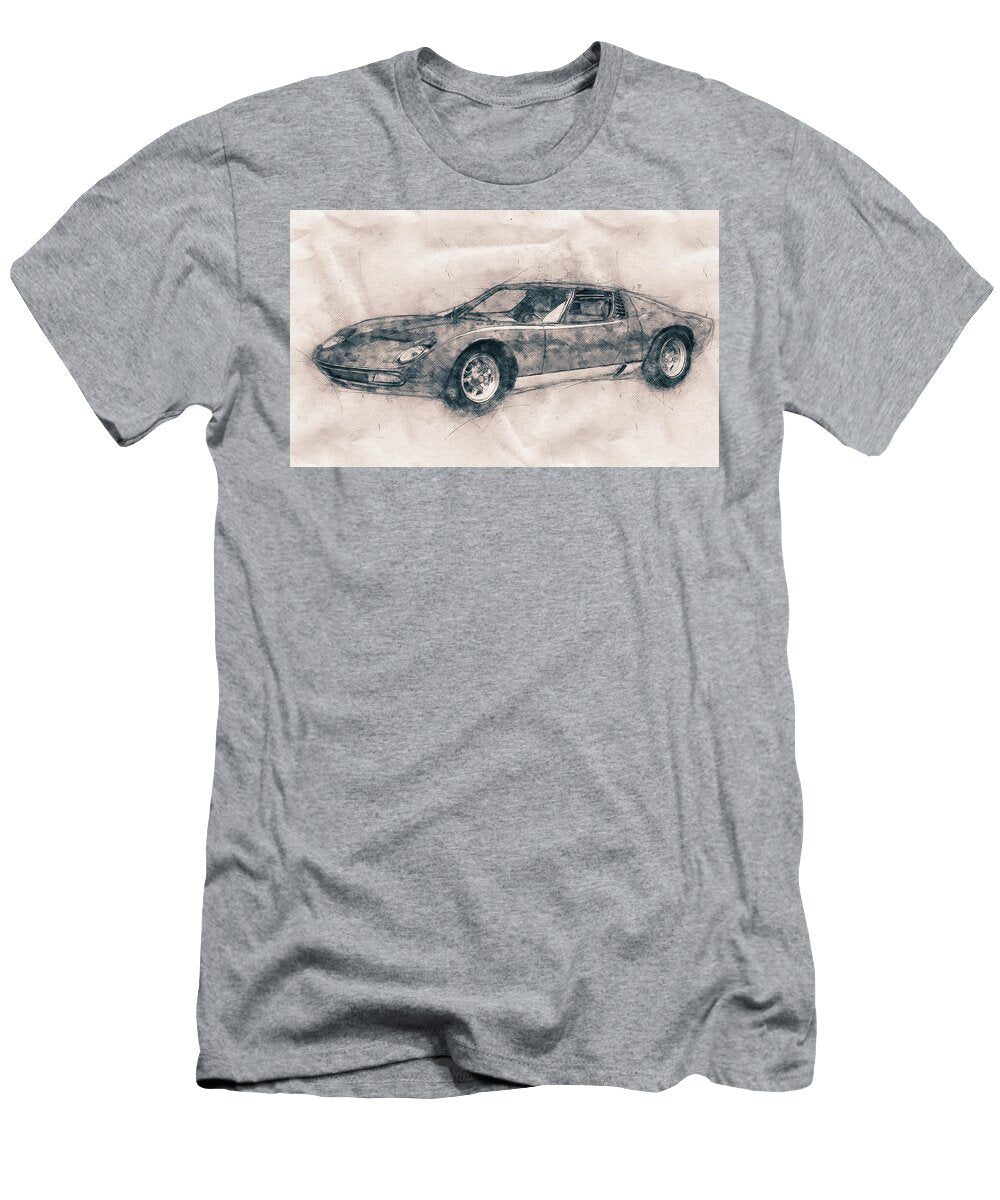 Lamborghini Miura Sports Car 1966 Automotive Art Car Posters Studio Grafiikka T-Shirt
