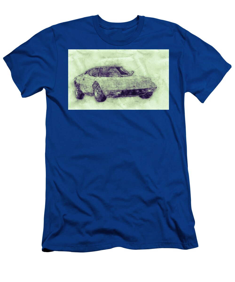 Lancia Stratos Hf 3 Sports Car Rally Car 1970 Automotive Art Car Posters Studio Grafiikka T-Shirt