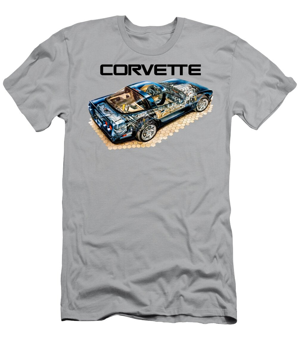 Legendary American Sport Car Chevrolet Corvette C4 Zr1 Sport Coupe Cutaway Art Vlad Automotive T-Shirt