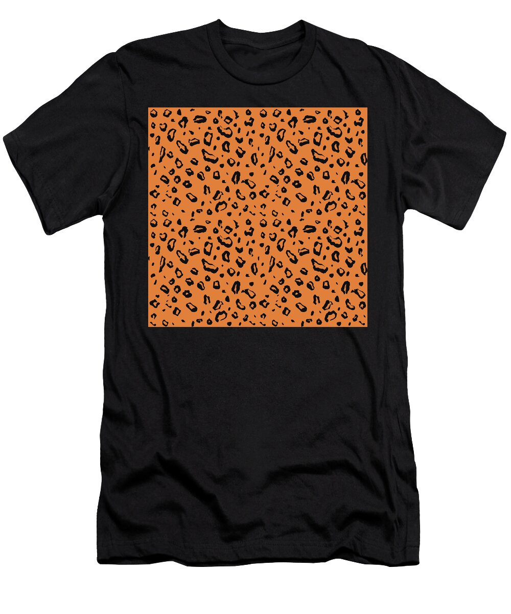 Leopard Skin Pattern Orange and Black Studio Grafiikka T-Shirt