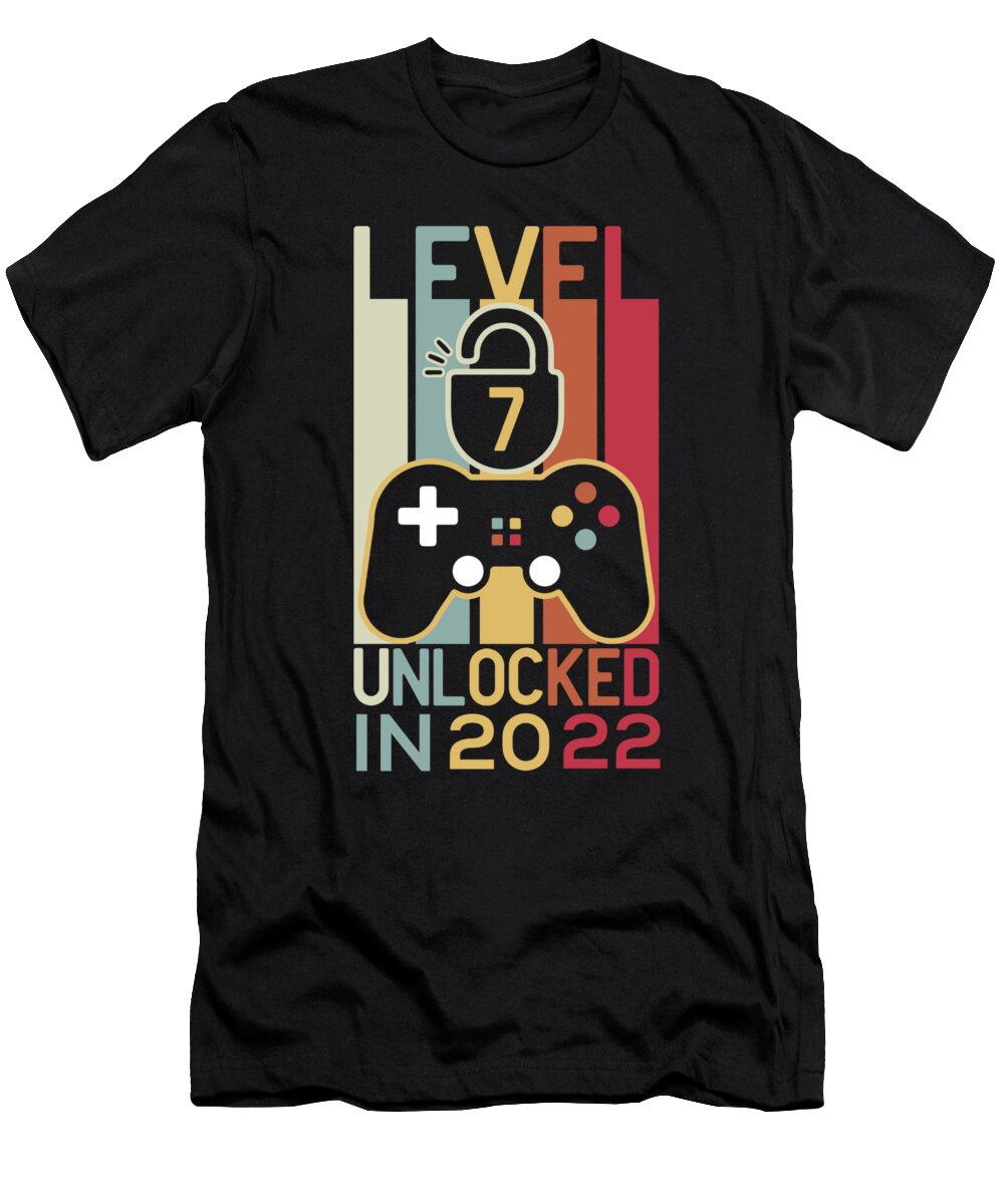 Level 7 Unlocked in 2022 Gamer 7th Birthday Gift Licensed Art T-Shirt