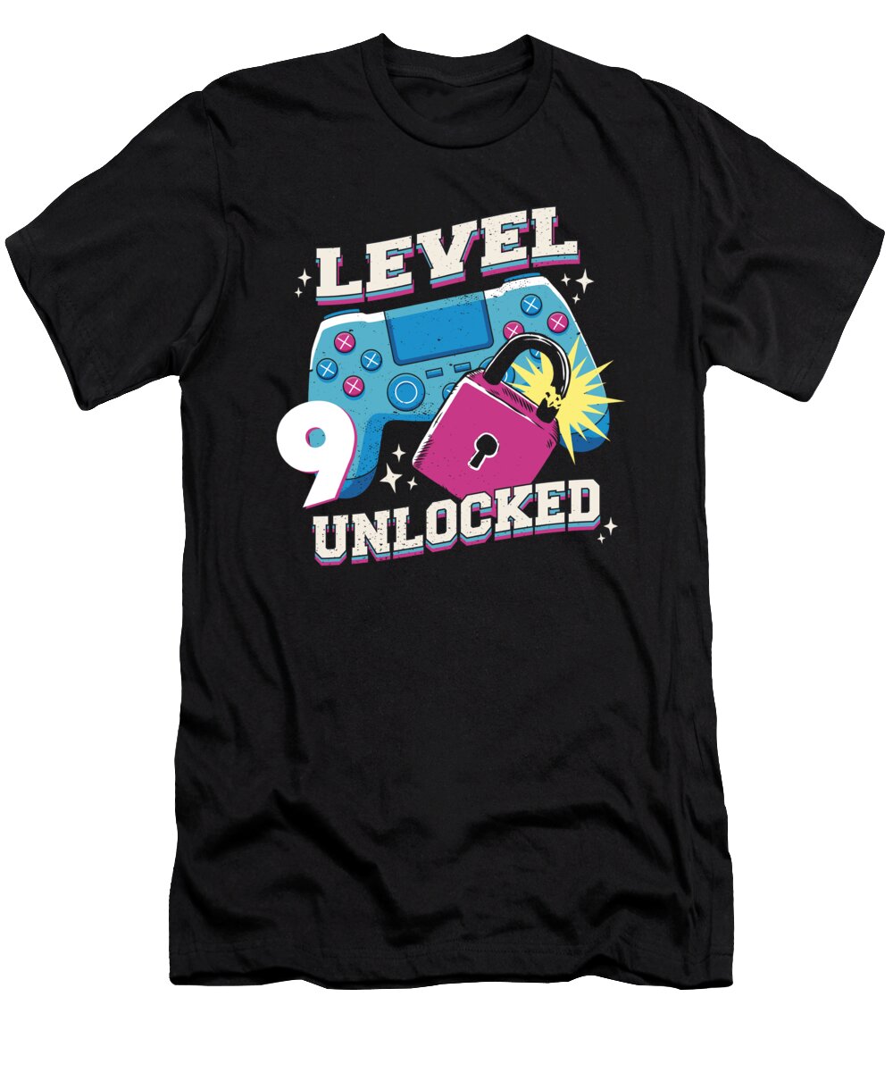 Level 9 Unlocked Gamer Girl Birthday Controller Licensed Art T-Shirt