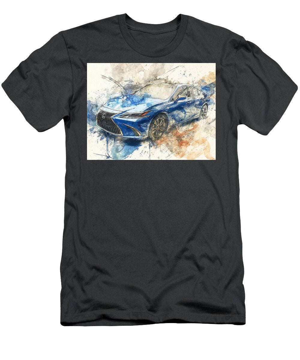 Lexus Es 2023 Sedan Luxury Car Abstract Art Blue Car Abstract Art Hollie Love T-Shirt