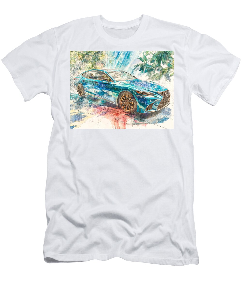 Lexus Ls 2023 Sedan Luxury Car Artistic Design Azure Luxury Car Art Hollie Love T-Shirt
