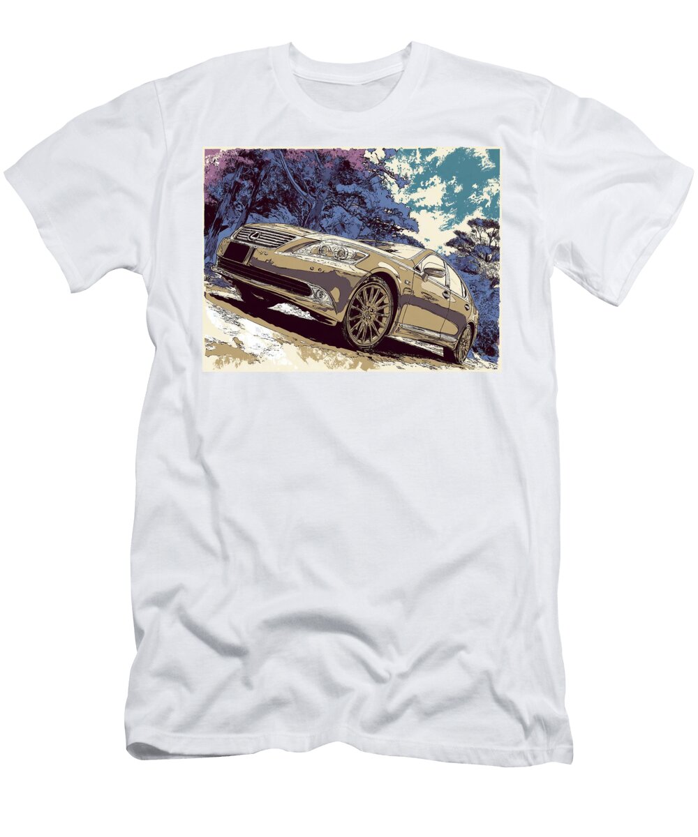 Lexus Ls 460 2007 Sedan Luxury Car Forest Scene Luxury Car in a Forest Hollie Love T-Shirt