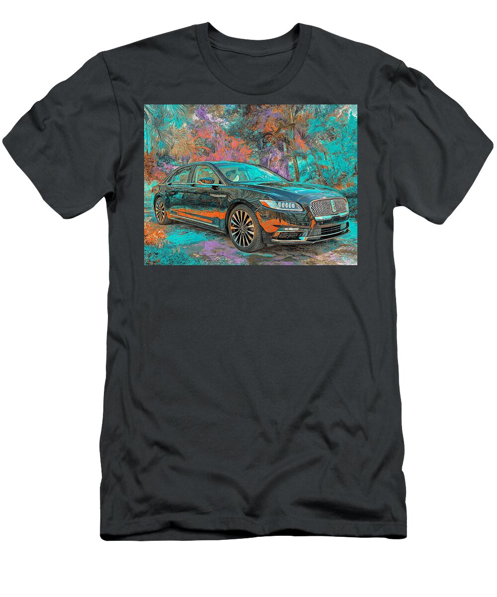 Lincoln Continental 2017 Sedan Luxury Car Tropical Scene Lincoln Luxury Car in Tropical Paradise Hollie Love T-Shirt