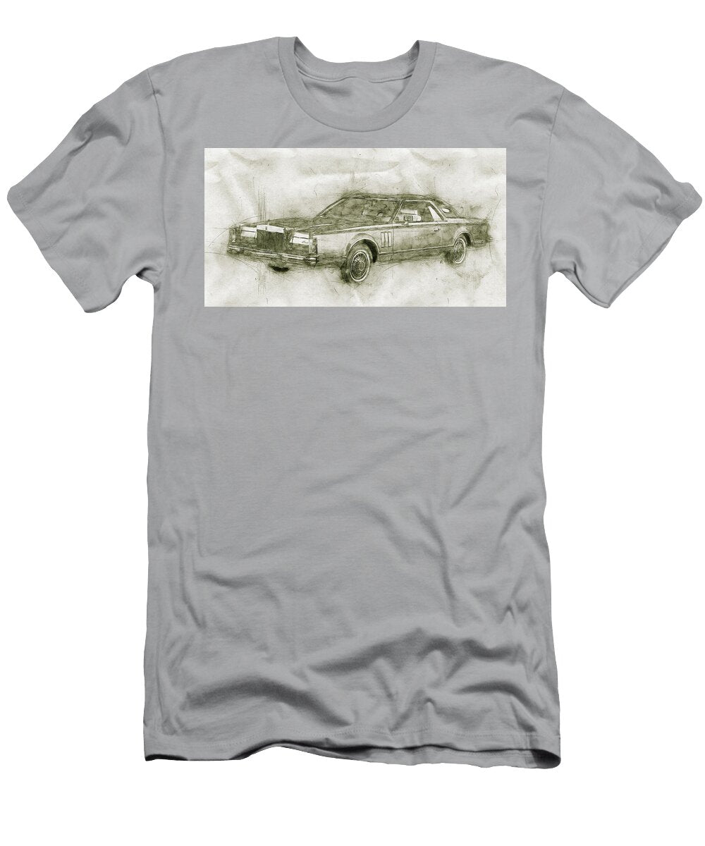 Lincoln Continental Mark V 1977 Automotive Art Car Posters Studio Grafiikka T-Shirt