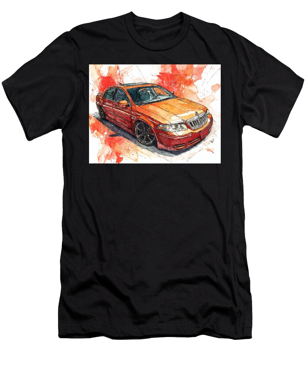 Lincoln Ls 2004 Sedan Car Drawing Art Illustration Vibrant Car Sketch Hollie Love T-Shirt