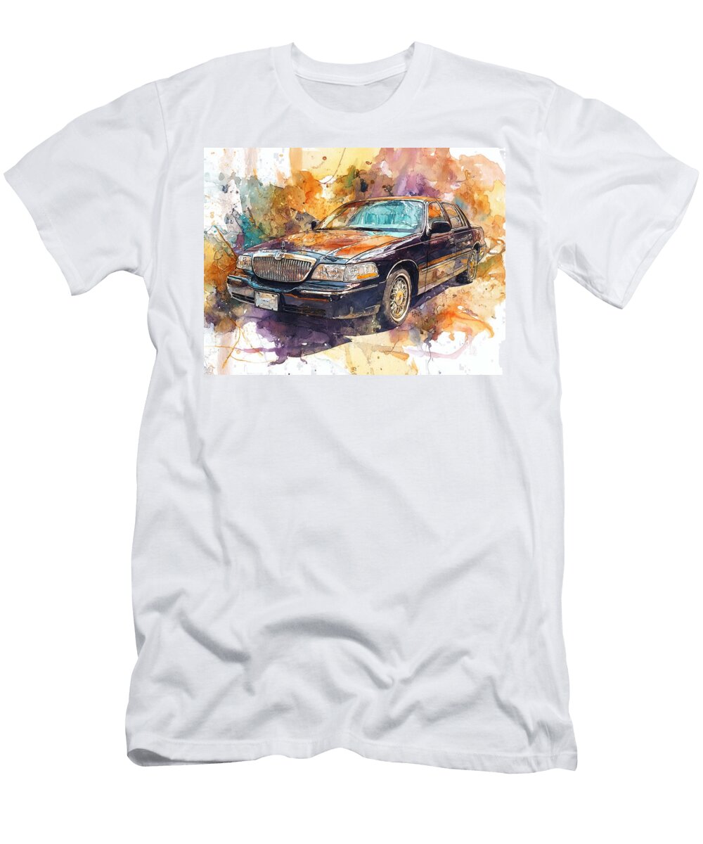 Lincoln Town Luxury Car Watercolor Art Elegant Lincoln Town Car Hollie Love T-Shirt
