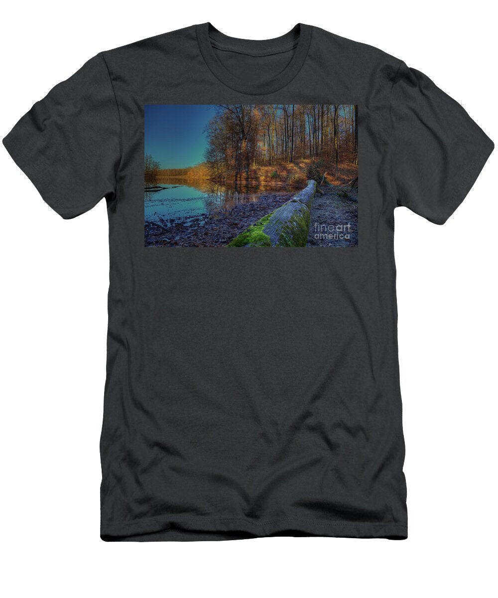 Log on the Bank with Moss Larry Braun T-Shirt