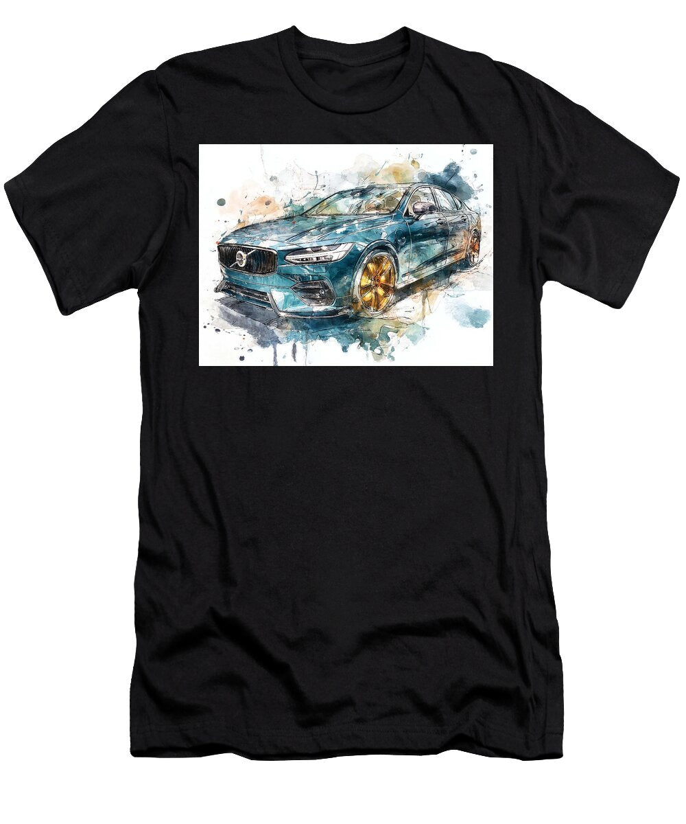 Luxury Sedan in Watercolor Modern Car Volvo S90 2023 Sedan Electric Vehicle Stylish Electric Car Des Hollie Love T-Shirt