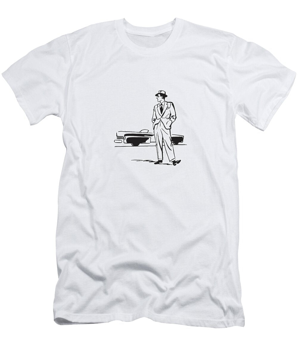 Man Looking Over His Shoulder At Car Csa Images T-Shirt