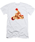 Man Riding Cream and Red Scooter Csa Images T-Shirt