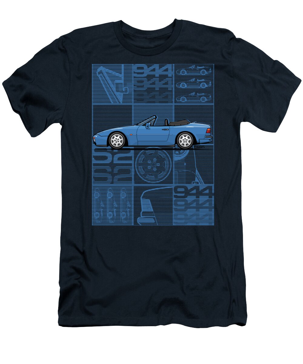 Maritime Blue Porsche 944 S2 Cabriolet Monkey Crisis on Mars T-Shirt