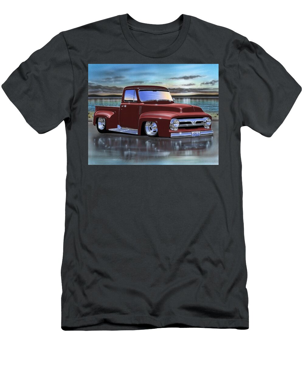 Maroon 53 Ford F100 Pickup Parry Johnson T-Shirt