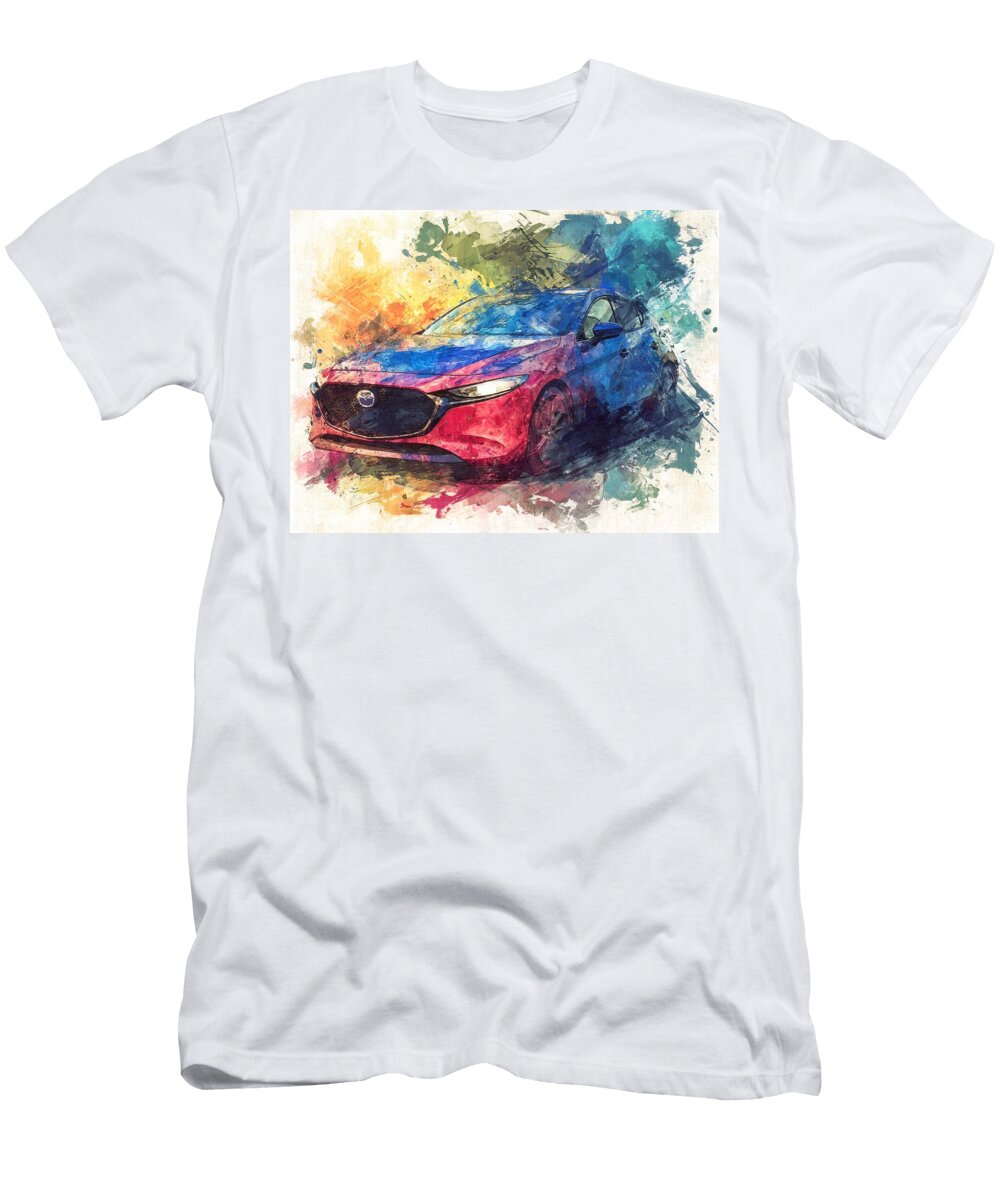 Mazda 3 2023 Sedan Abstract Art Colorful Car Vibrant Abstract Car Art Hollie Love T-Shirt