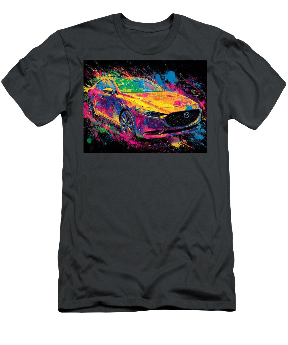 Mazda 3 2023 Sedan Colorful Car Abstract Design Vibrant Abstract Car Art Hollie Love T-Shirt