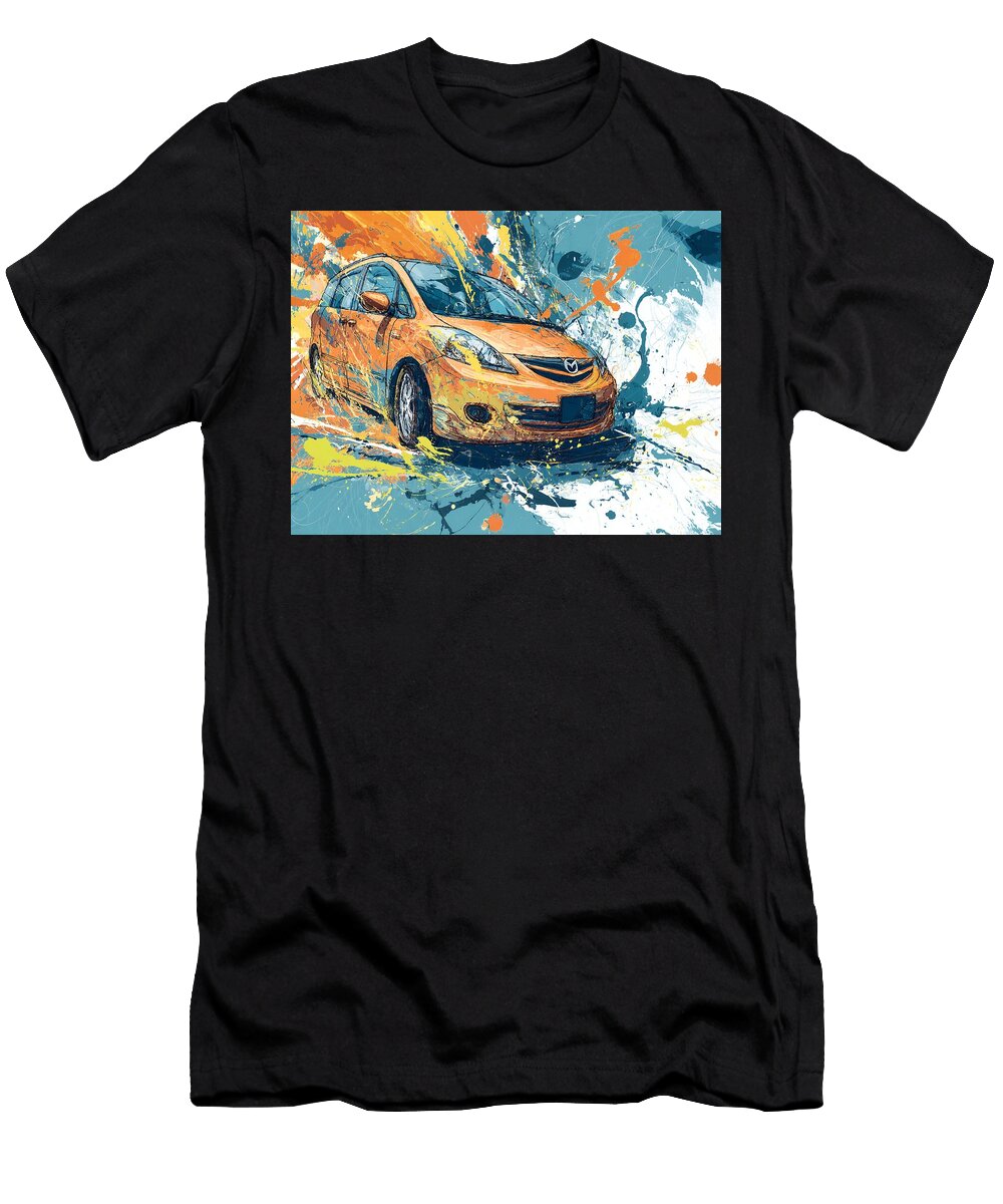 Mazda5 2005 Minivan Abstract Car Vibrant Art Abstract Orange Car Art Hollie Love T-Shirt
