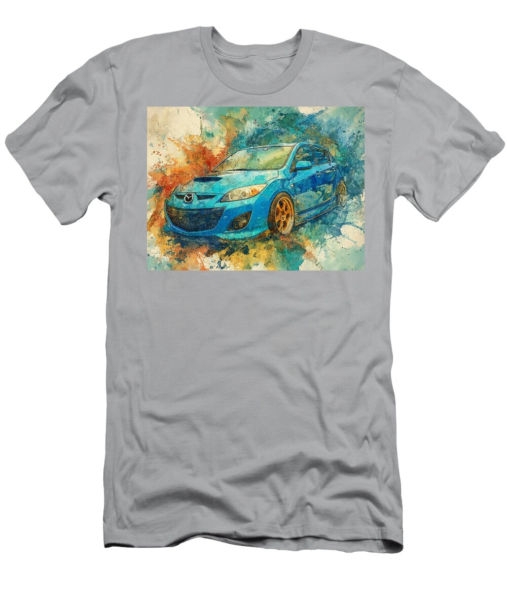 Mazdaspeed3 2007 Hatchback Abstract Car Vibrant Art Abstract Blue Car Painting Hollie Love T-Shirt