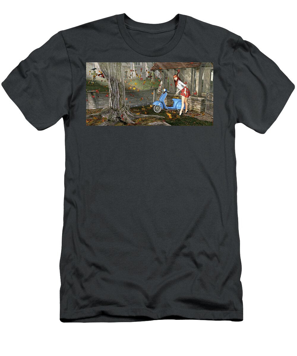 Melanie Rode Her Vespa to Vespers Peter J Sucy T-Shirt