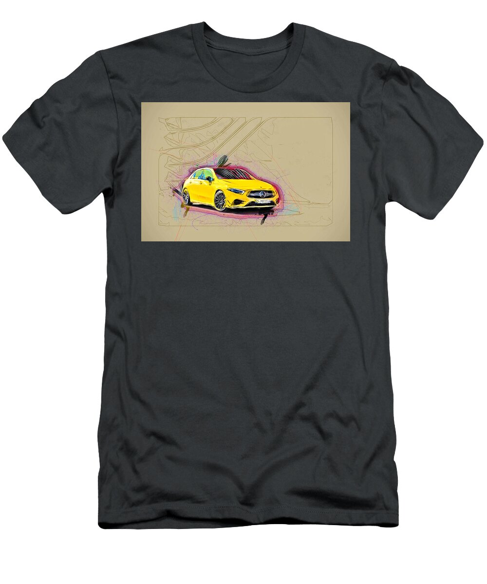 Mercedes Amg A35 2019 Yellow Hatchback Black Wheels German Cars Ola Kunde T-Shirt