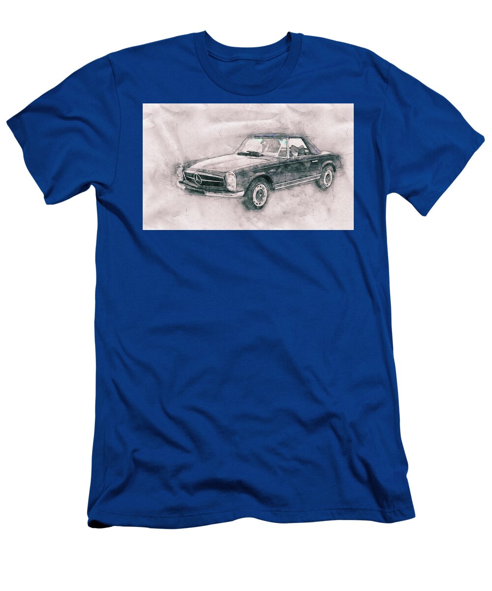 Mercedes Benz 280sl Roadster 1 1967 Automotive Art Car Posters Studio Grafiikka T-Shirt