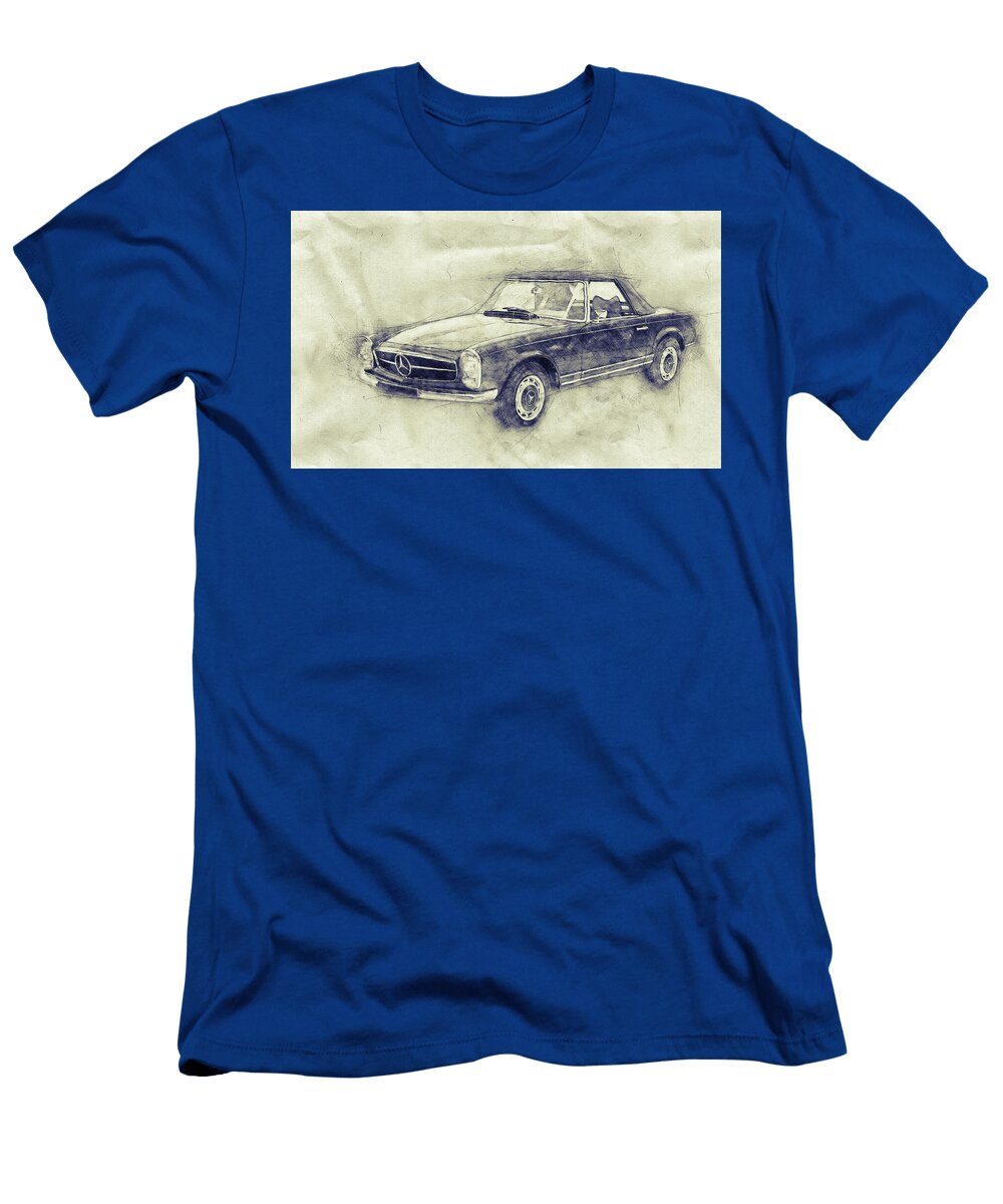 Mercedes Benz 280sl Roadster 1967 Automotive Art Car Posters Studio Grafiikka T-Shirt
