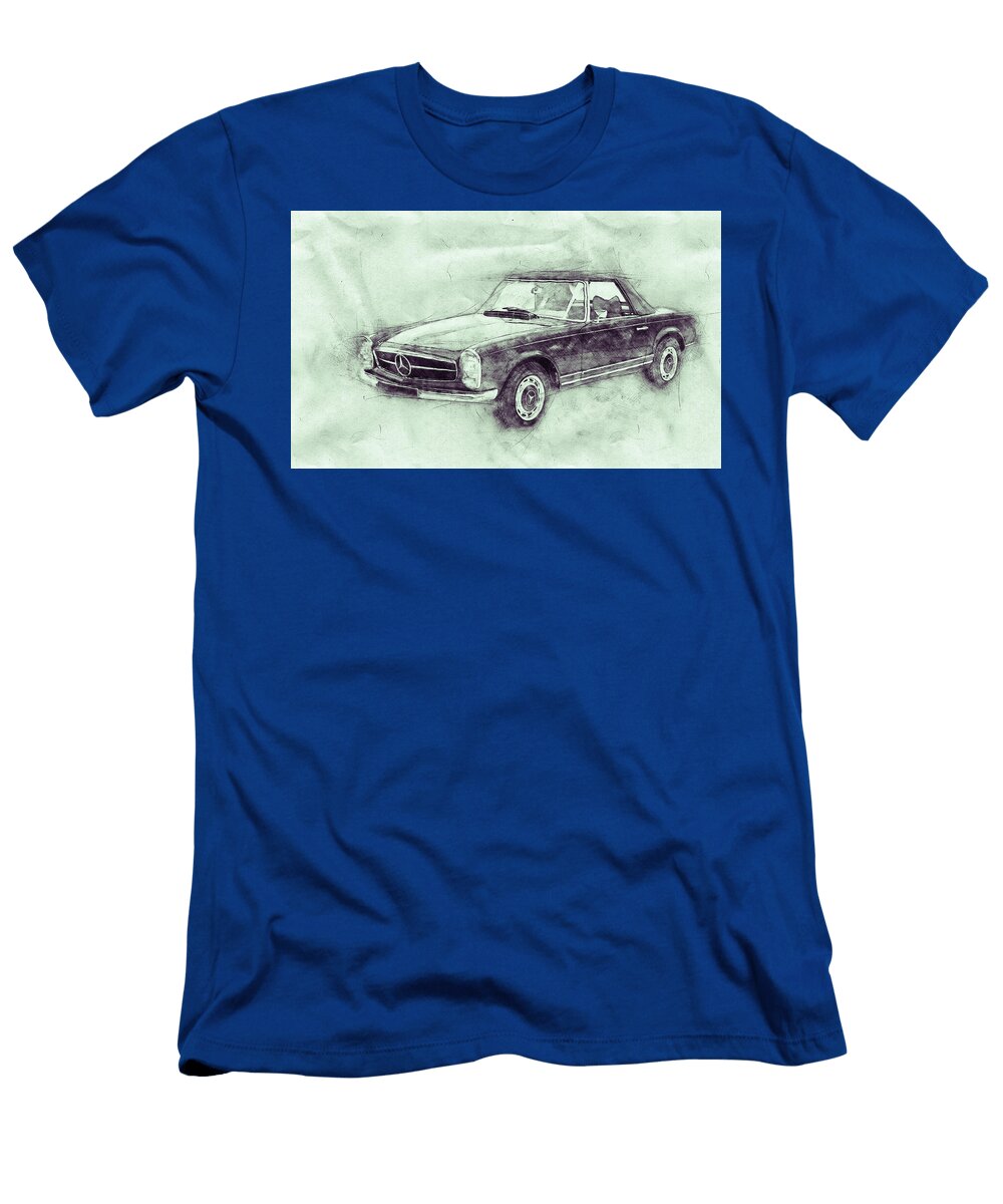 Mercedes Benz 280sl Roadster 3 1967 Automotive Art Car Posters Studio Grafiikka T-Shirt