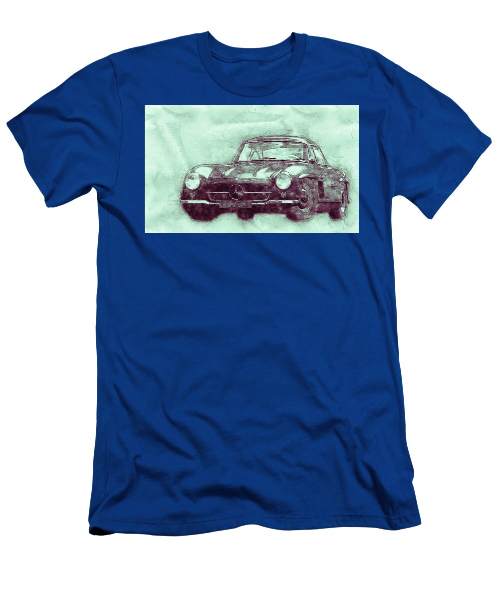 Mercedes Benz 300 Sl 3 Grand Tourer Roadster Automotive Art Car Posters Studio Grafiikka T-Shirt