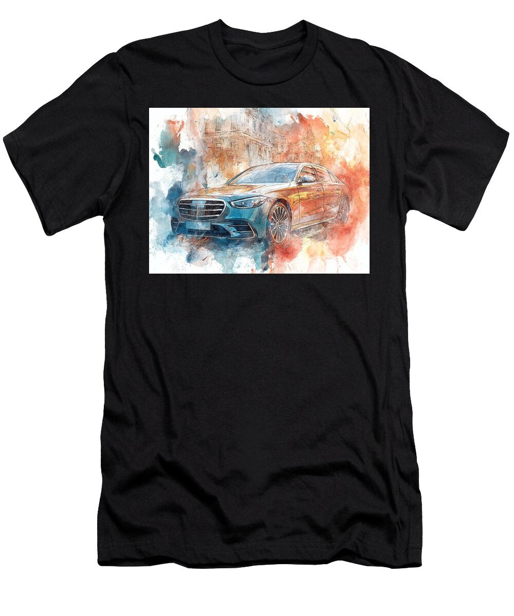 Mercedes Benz S Class 2023 Sedan Luxury Car Urban Scene Luxury Car in the City Hollie Love T-Shirt