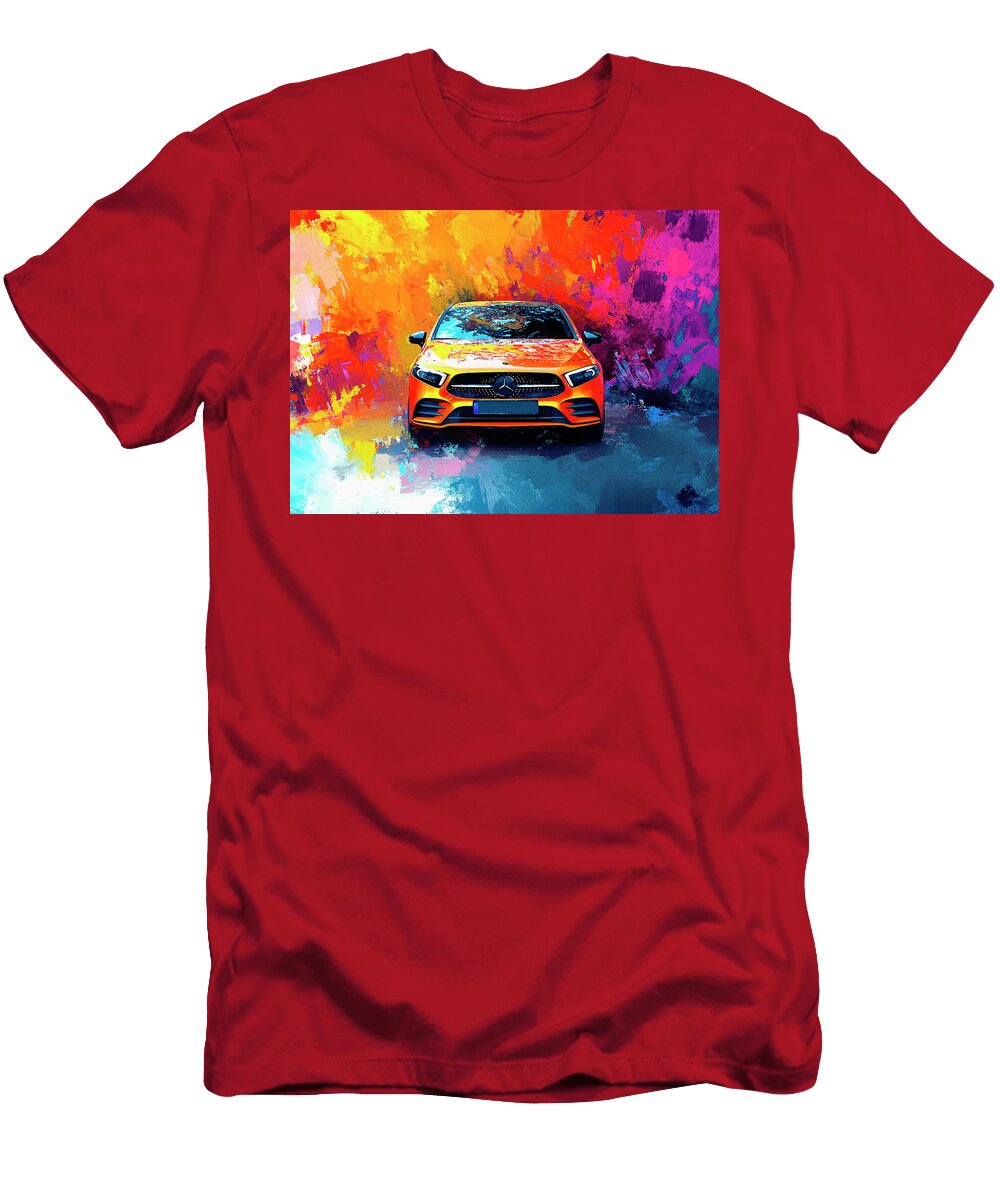 Mercedesbenz Aclass 2018 Germany Hatchback Vibrant Abstract Car Art Pollard Halle T-Shirt