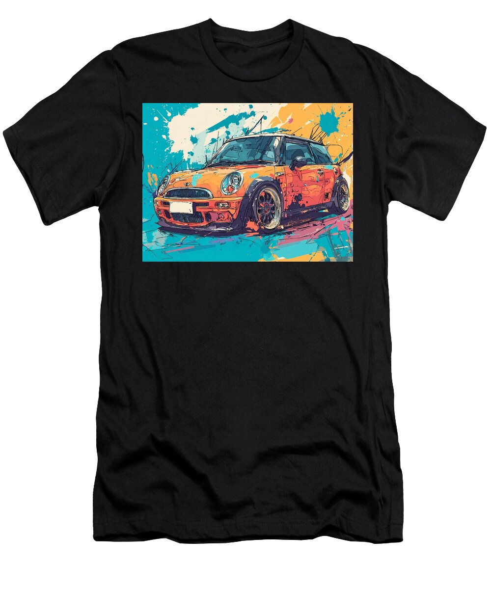 Mini Cooper 2003 Hatchback Modern Art Colorful Car Vibrant Mini Cooper Art Hollie Love T-Shirt
