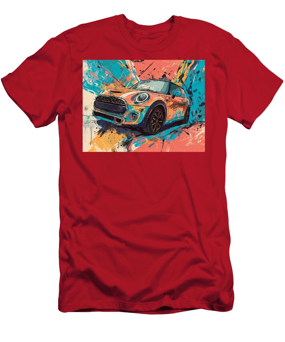 Mini Cooper 2023 Hatchback Abstract Art Colorful Car Vibrant Car Abstract Art Hollie Love T-Shirt