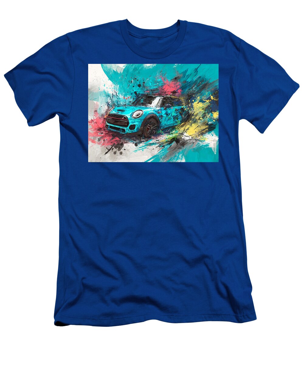 Mini Cooper 2023 Hatchback Modern Art Abstract Car Abstract Art of a Turquoise Car Hollie Love T-Shirt