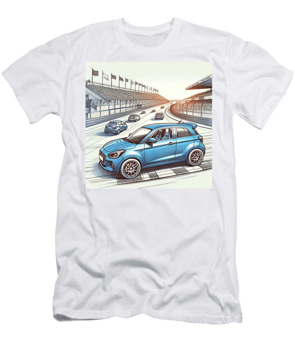 Mini Cooper Blue Race Track Christopher Smith T-Shirt