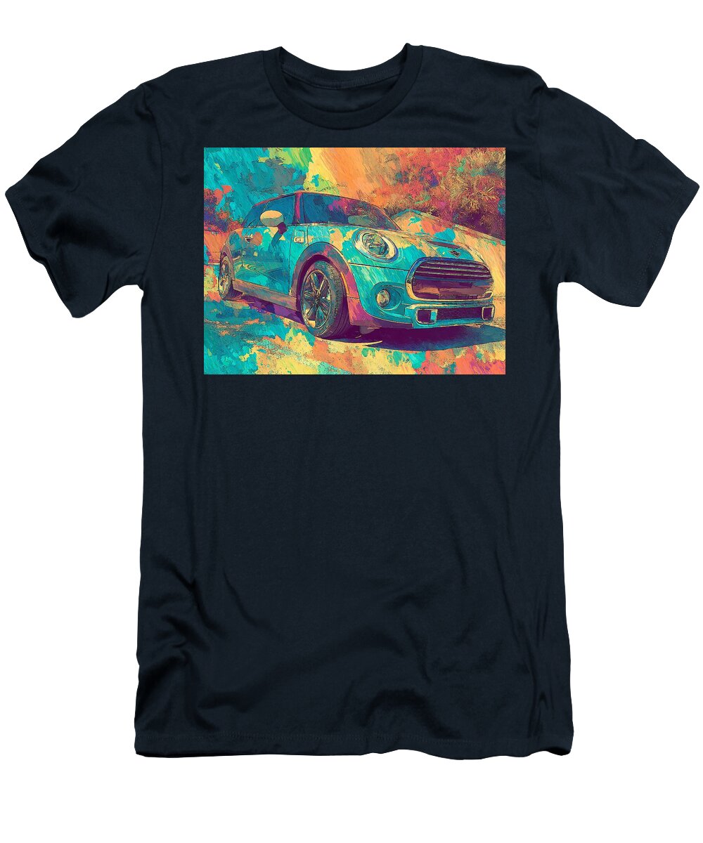 Mini Cooper Hardtop 2 Door 2015 Hatchback Abstract Art Colorful Car Vibrant Abstract Car Art Hollie Love T-Shirt