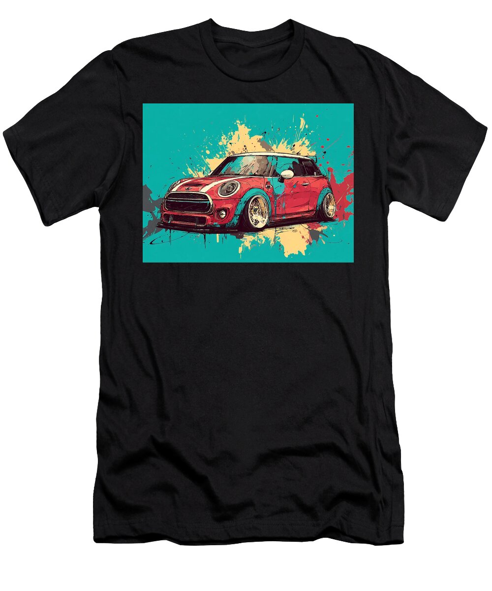 Mini Cooper Hardtop 2 Door 2015 Hatchback Stylish Design Colorful Car Vibrant Red Mini Car Art Hollie Love T-Shirt