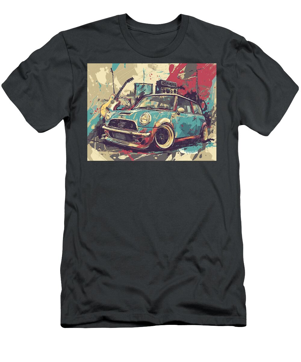 Mini Cooper S 2004 Hatchback Colorful Art Music Car Mini Car with Musical Instruments Hollie Love T-Shirt