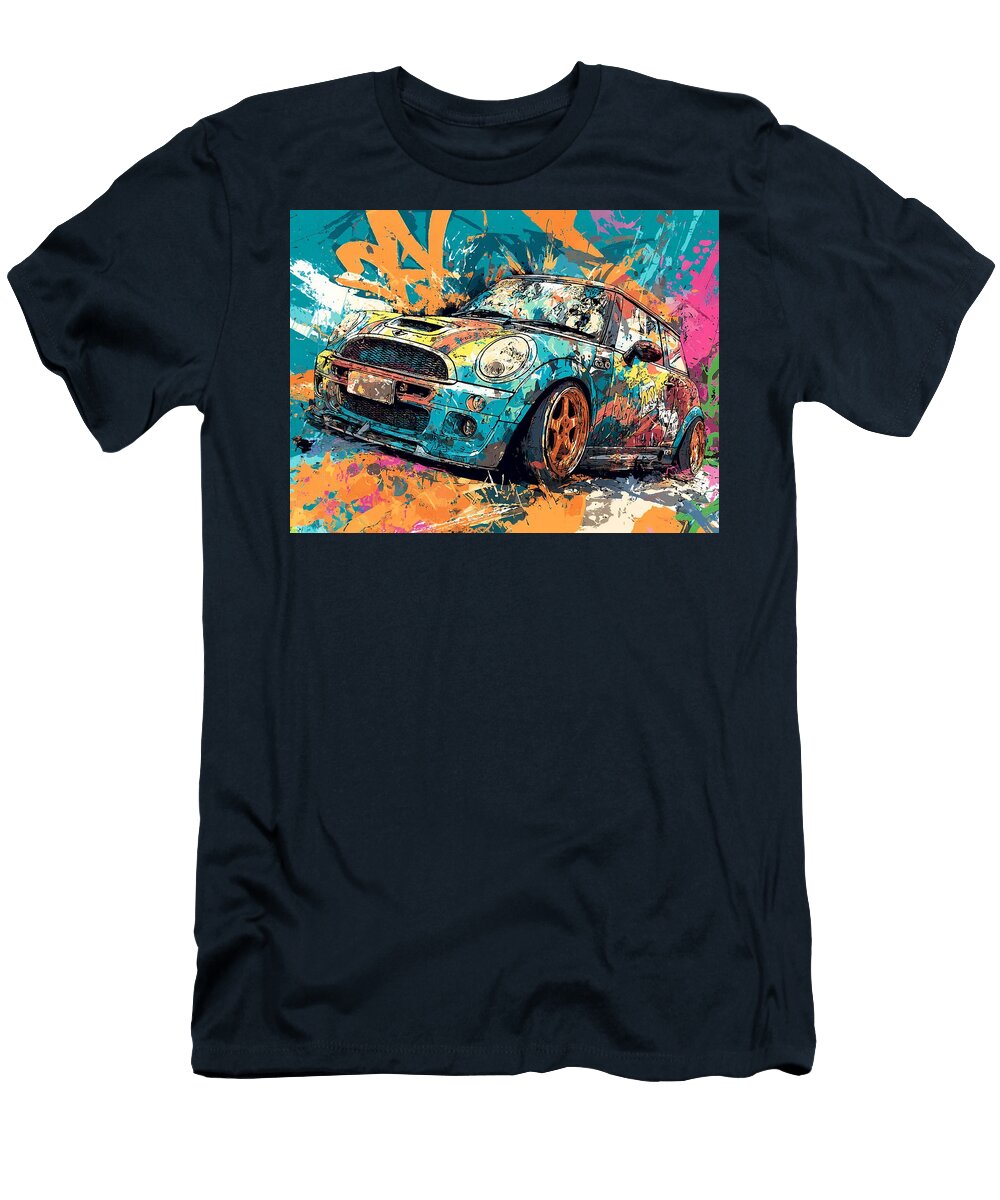 Mini Cooper S 2004 Hatchback Colorful Car Urban Art Vibrant Graffiti Car Art Hollie Love T-Shirt