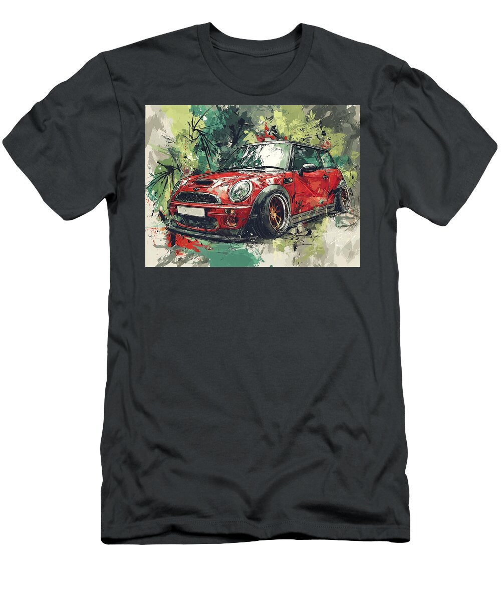 Mini Cooper S 2004 Hatchback Tropical Art Red Mini Cooper Red Mini Cooper in a Tropical Setting Hollie Love T-Shirt