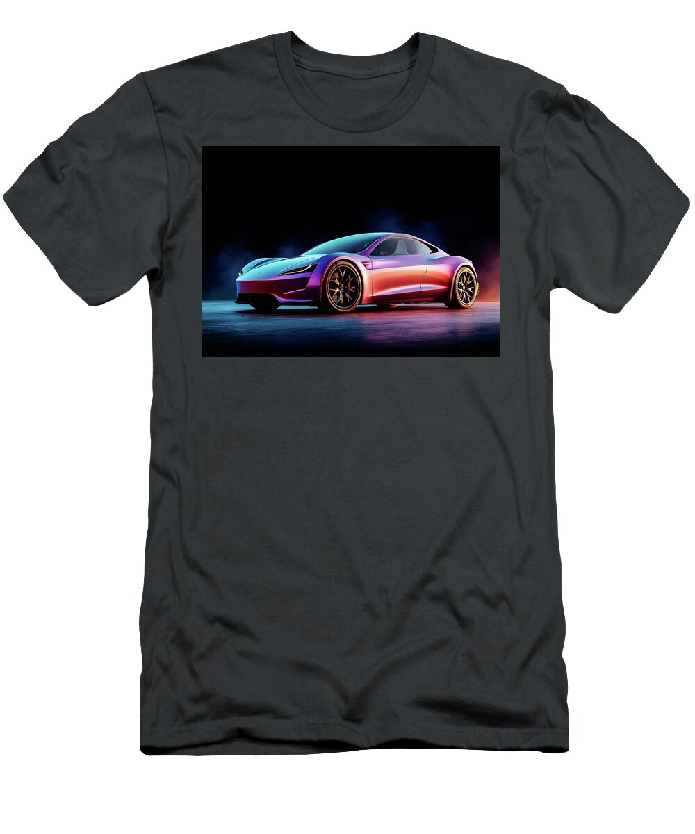 Minimal Tesla Roadster 3 Luna Farmer T-Shirt