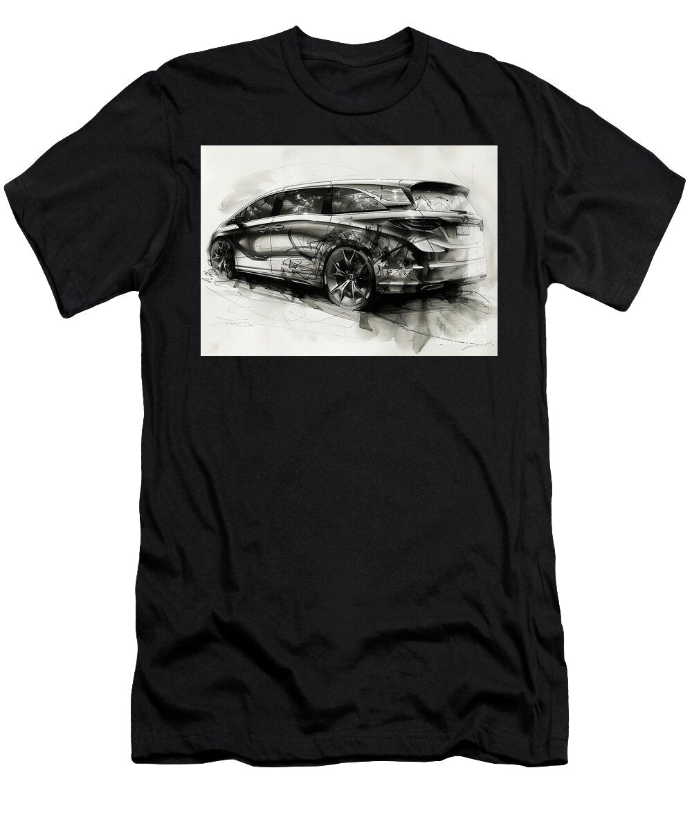 Minivan Concept Honda Odyssey Car Sketch Rear View Design Lowell Harann T-Shirt