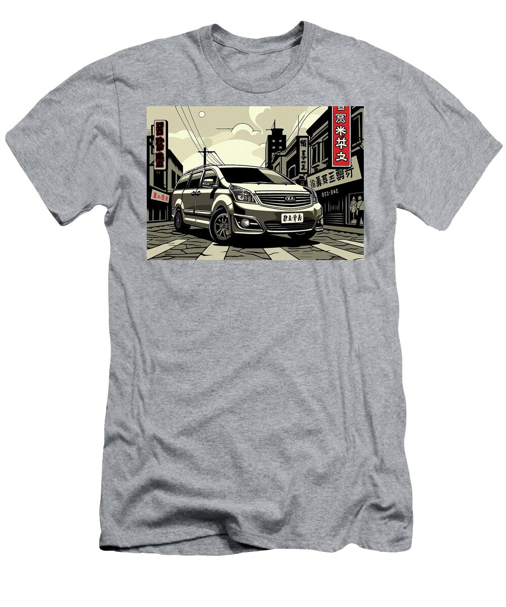 Minivan in a Cityscape Street Art Illustration Destiney Sullivan T-Shirt
