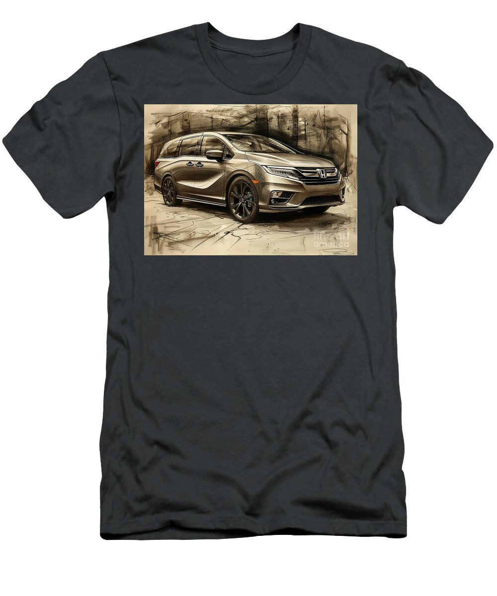 Minivan Sketch Artistic Rendering of a Modern Vehicle Design Honda Odyssey Car Lowell Harann T-Shirt
