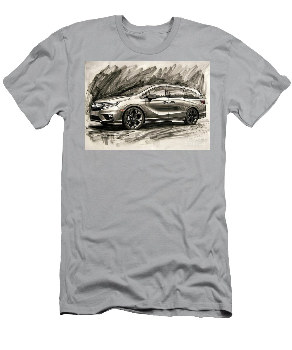 Minivan Sketch Side View Drawing Automotive Illustration Honda Odyssey Car Lowell Harann T-Shirt