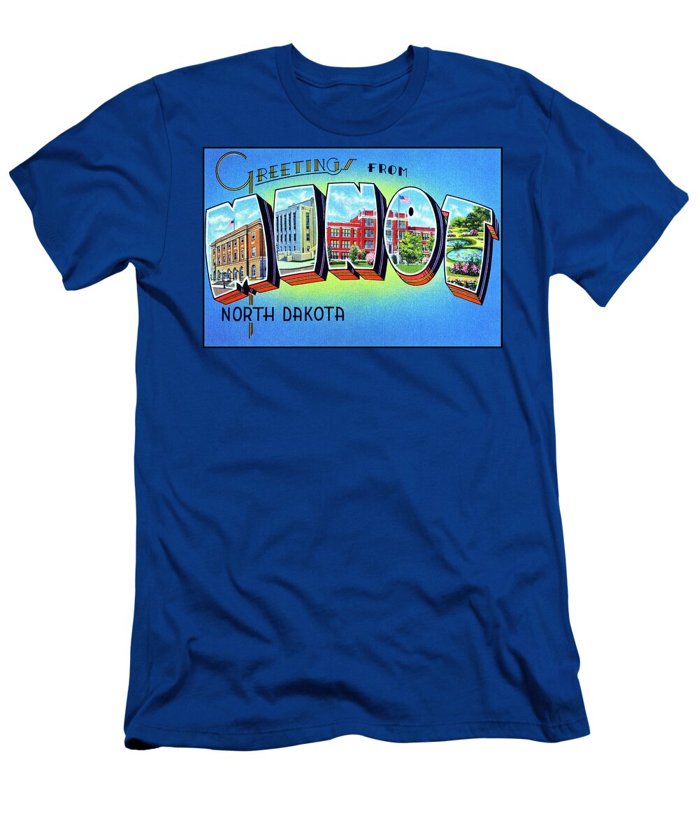 Minot North Dakota Retro Vintage Travel Poster Carol Japp T-Shirt