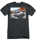 Mitsubishi Car Driving on a Winding Mountain Road in Autumn Destiney Sullivan T-Shirt